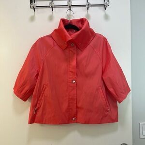 🌸 Samuel Dong Coral Pink Cropped Statement Jacket - Portrait Collar - XL